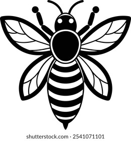 Simple bee shilhotee vector with white background