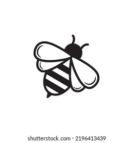 Simple ilustración vectorial de abejas con diseño en blanco y negro. Icono de admisión en el fondo aislado