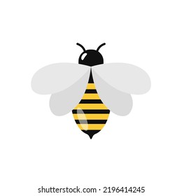 Simple bee vector illustration on isolated background. Bee icon in flat style