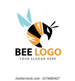 Abeja simple para el logotipo de visión trabajo duro y palabra de equipo