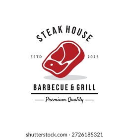Simple Beef Steak Design. Barbecue Restaurant Logo.