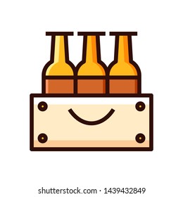Simple beer bottles in basket 