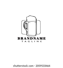 simple beer glasses cartoon logo icon design template black modern vector illustration