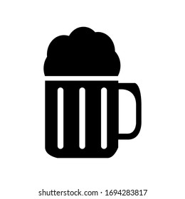 Simple beer mug with foam logo, black and white minimalism vector illustration, symbol for brewery, pub, bar and party