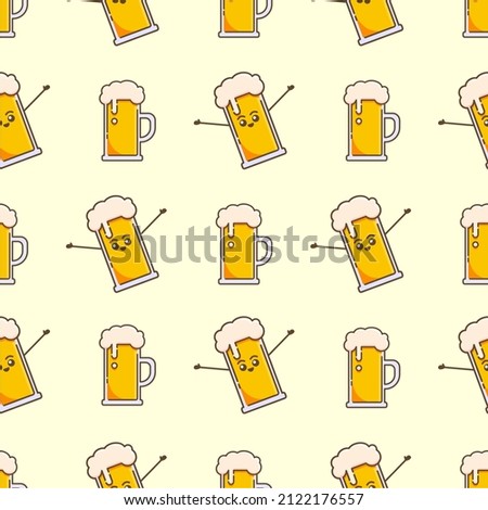 simple beer on large size simple vector design, beer on mug, barrel and bottle pattern vector design
