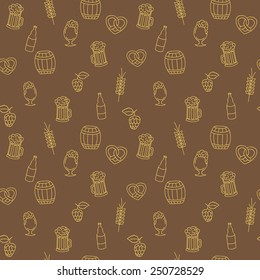 Simple beer seamless pattern. Vector illustration with elements for beer