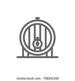 Simple beer or wine barrel line icon. Symbol and sign vector illustration design. Editable Stroke. Isolated on white background