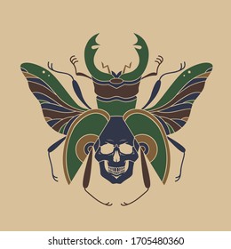 Simple beetle, wildlife illustration, insect