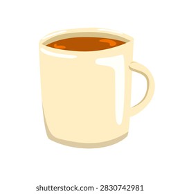 Simple beige ceramic mug filled dark brown hot coffee beverage morning drink.