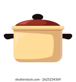 Simple beige cooking pot with lid, perfect for representing cooking