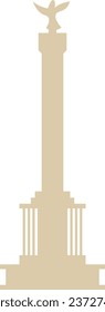 Simple beige flat silhouette of the French historical landmark monument of the PLACE DES QUINCONCES, BORDEAUX