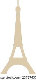 Simple beige flat silhouette of the French historical landmark monument of the EIFFEL TOWER, PARIS