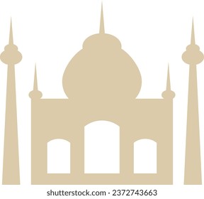 Simple beige flat silhouette of the Indian historical landmark monument of the TAJ MAHAL, AGRA