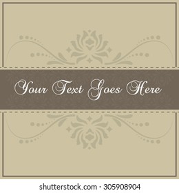 Simple beige invitation card, for all occasions - elegant, warm, vintage, baroque style 