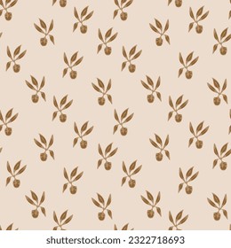 simple beige potted plants seamless vector pattern