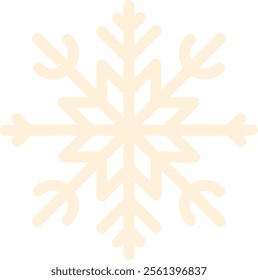 Simple beige snowflake icon, isolated against a clean white background, capturing the essence of winter, Christmas, and cold temperatures while evoking feelings of snow and ice