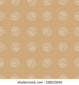 Simple beige vector roses silhouette seamless pattern.