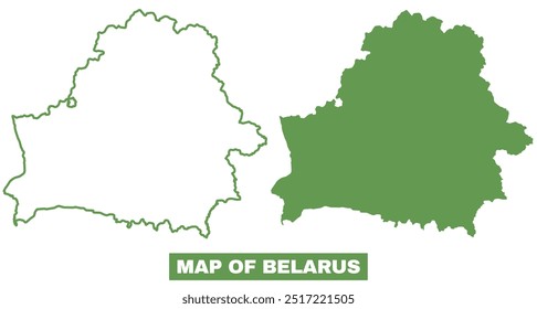 Conjunto de ilustrações simples de vetor de mapa plano com contorno bielorrusso