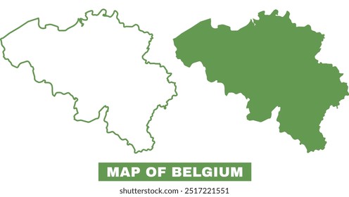 Simple Belgium Outline Flat Map vector illustration set