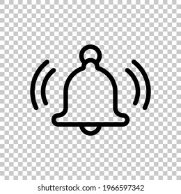 Simple bell, alarm icon. Black editable linear symbol on transparent background