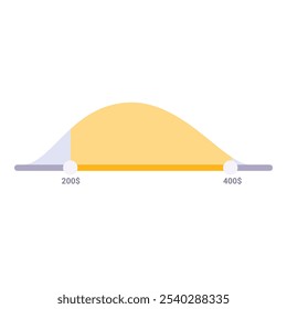 Gráfico simples de curva em forma de sino mostrando uma distribuição normal, ideal para conceitos relacionados a estatísticas, análise de dados e probabilidade