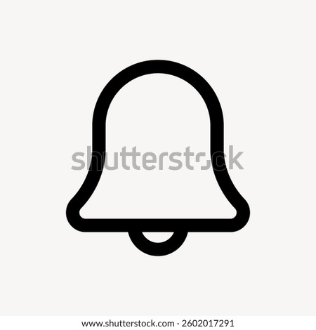 Simple bell icon outline. Bell symbol for notifications. Minimalist bell design. Black bell on white background. Alert icon for apps and websites. User interface icon vector.