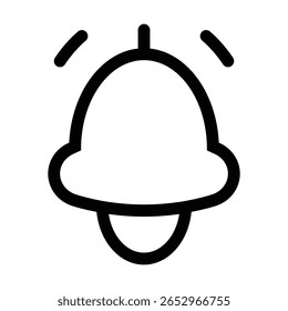 Simple bell outline icon for notification, alert, reminder, and alarm sounds.