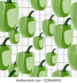 Simple bell pepper seamless pattern. Bulgarian pepper wallpaper. Design for fabric, textile print, wrapping paper, kitchen textiles. Vector illustration