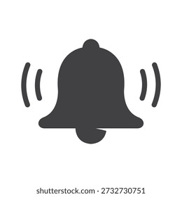 Simple bell with wave signal icon isolated flat style design on white background.
