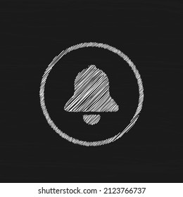 Simple bell white sketch vector icon or logo in circle