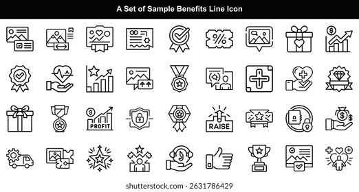  Conjunto de iconos de línea de beneficios simples