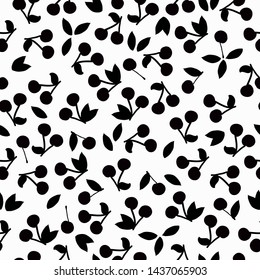 Simple berry pattern. Black and white cherry ornament. The print is well suited for textiles,Wallpaper,packaging and banners.