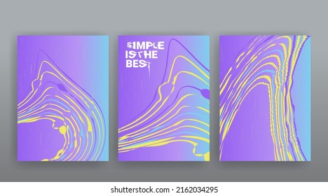 Simple is the best, neon liquid paint splash in retro the 90s and 80s style. Aesthetic trendy creative line drawing. Nineties forever fashion style. Colorful geometric poster set. Paint splatter.