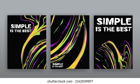 Simple is the best, neon liquid paint splash in retro the 90s and 80s style. Aesthetic trendy creative line drawing. Nineties forever fashion style. Colorful geometric poster set. Paint splatter.