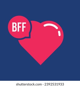 simple palabra bff con corazón rosado. concepto de mejores amigos para siempre texto como amistad fuerte o sentimientos positivos. estilo de caricatura plana tendencia diseño de arte gráfico logotipo moderno aislado en el fondo