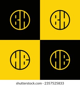 Einfaches BH- und HB-Letter-Circle-Logo-Set, geeignet für den Geschäftsbetrieb mit BH oder HB-Initial.