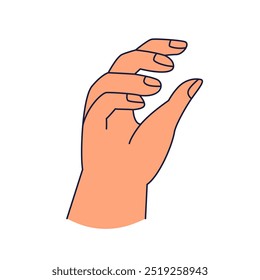 Simples Bhumisparsha Mudra de iluminação gesto de mão para meditação hasta sânscrito palavra para mão em desenho animado estilo doodle isolado no fundo branco