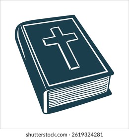 Simple Bible Closed book with a cross on the cover  Cross Icon Vector Illustration