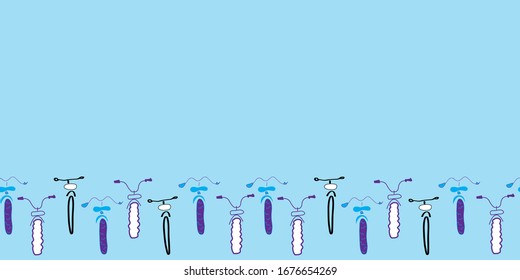 Einfache Fahrradgrenze mit Vektorillustration-Grafik, hellblauer Hintergrund. ausgezeichnet für Papierprodukte, hausgemachtes Dekor, Tapeten, Scrapbücher . Oberflächenmuster