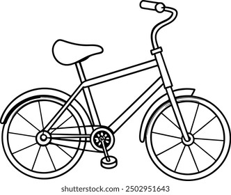 Dibujo de contorno de página para colorear de bicicleta simple para niños