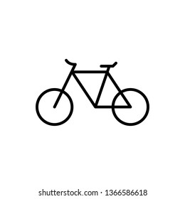 Simple bicycle icon in thin line style. Vector image or bike for web design, mobile apps. Outline pictogram isolated on white background.