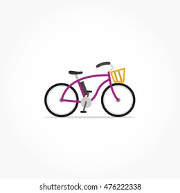 simple bicycle with purple frame and front basket