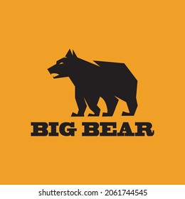 simple big bear logo, silhouette of strong wild bear walking vector illustrations