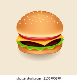 simple big burger vector for illustration