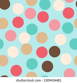Simple big confetti disco dots repeating pattern  use for cover paper,scrap booking,templates,valentine day,surface pattern,products,donuts and coffee packaging