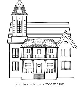 Simple big house black and white background 