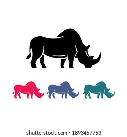 einfaches und großes Rhino-Logo mit rot-grüner und violetter Farbe, Vektorgrafiken