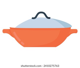 Simple big saucepan in flat style. Objects Are Repainted.