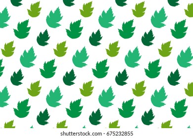 Simple big small green maple leafs pattern