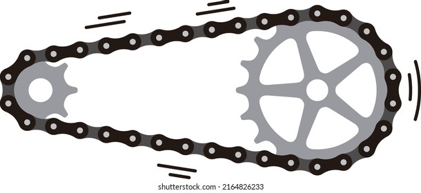 Simple bike Chain with cogwheels. Vector illustration